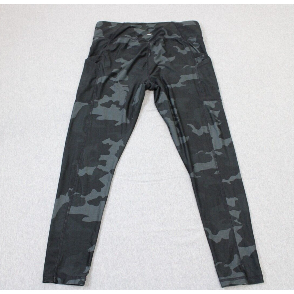PrAna Leggings Womens Size XL Black Camouflage Skinny Electa Mid Rise Pull On